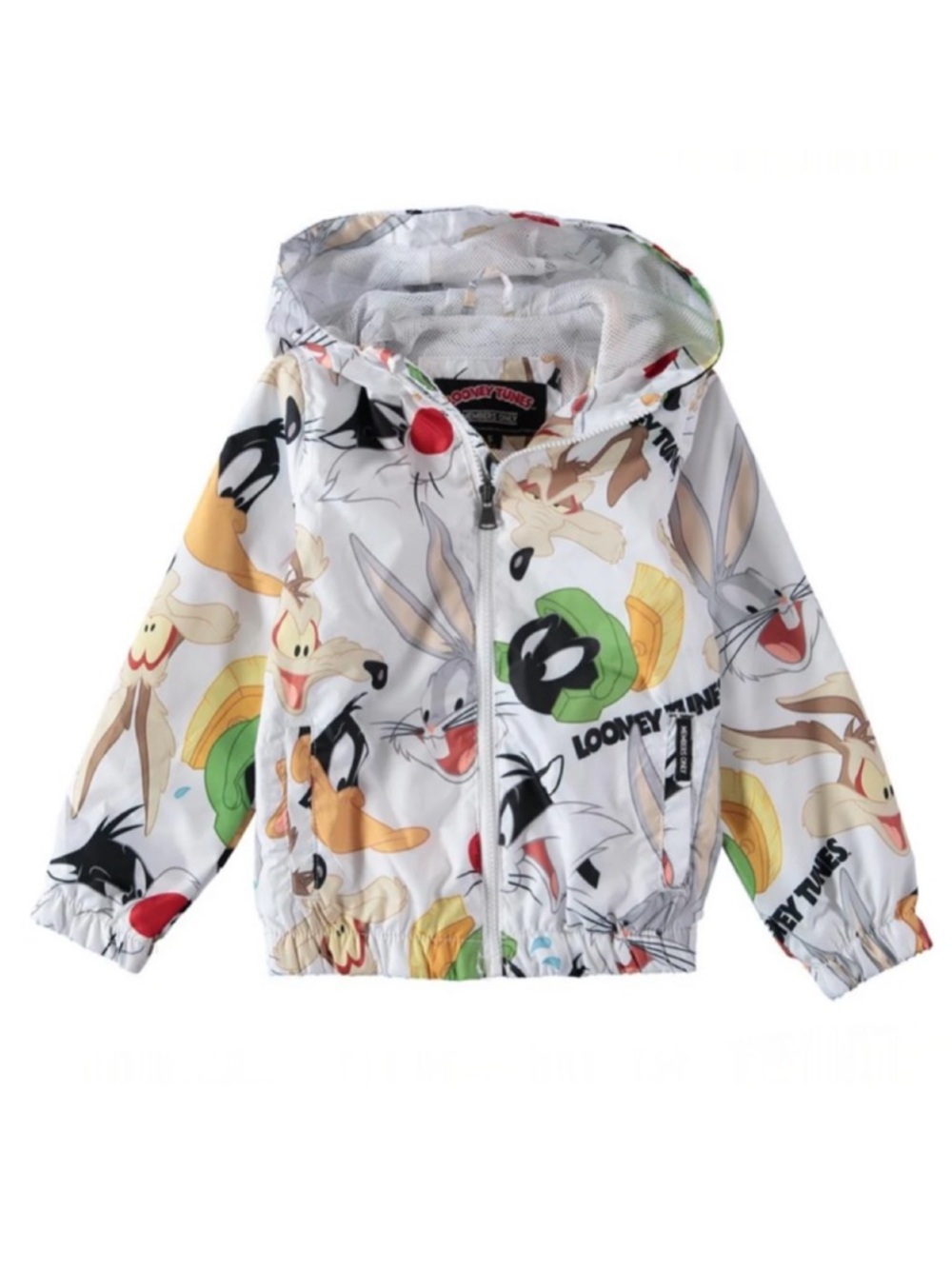 Members Only Looney Tunes Zip Up Hooded Windbreaker Jacket
